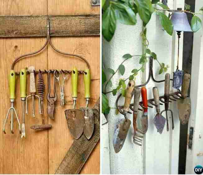 Old Rake organizer with tools.