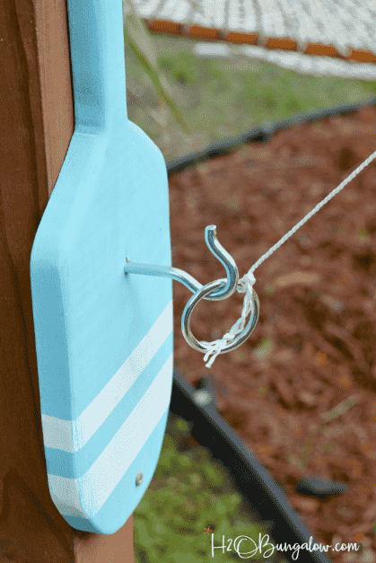 DIY hook and ring hanging.