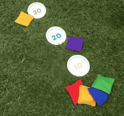 Bean bag toss in the yard.