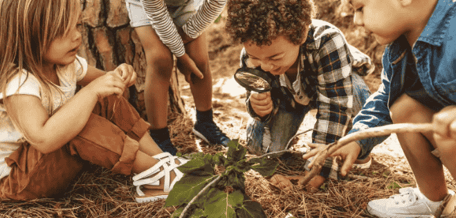 Scavenger Hunt with kids in the woods.