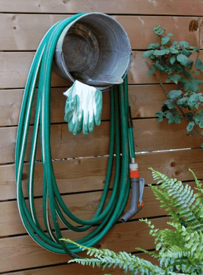 Water hose hanging.