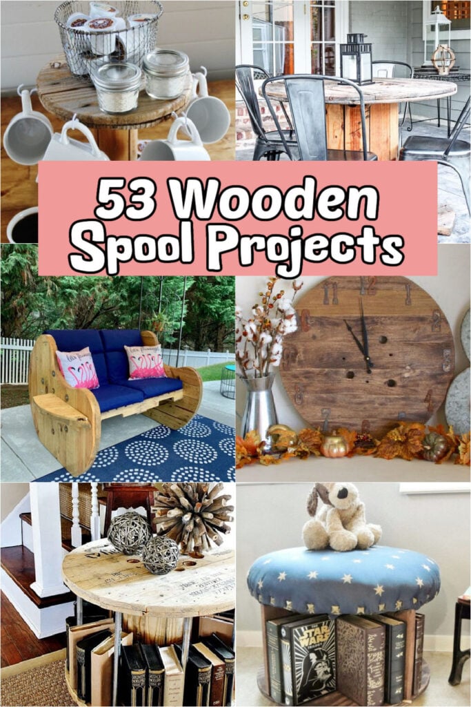 From charming side tables to captivating wall art, the possibilities are endless for wooden spool ideas. Discover 53 wooden spool projects for all spaces that are budget friendly. Ideas include large wooden spools and small wooden spools that are perfect for indoor or outdoor spaces. #onecrazymom #woodenspoolideas #woodenspooldiy
