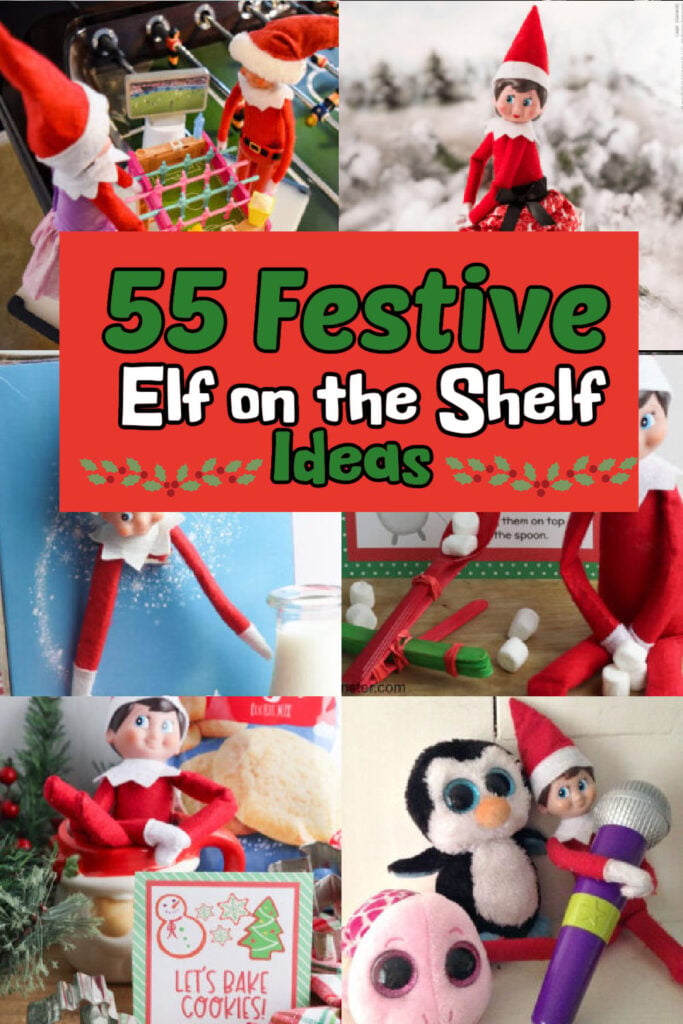 Get ready for 55 easy Elf on the Shelf ideas. The 55 best elf on the shelf concepts that are quick and easy while being so funny and awesome. These hilarious ideas will be a hit this holiday season. #onecrazymom #elfontheshelfideas #elfontheshelf