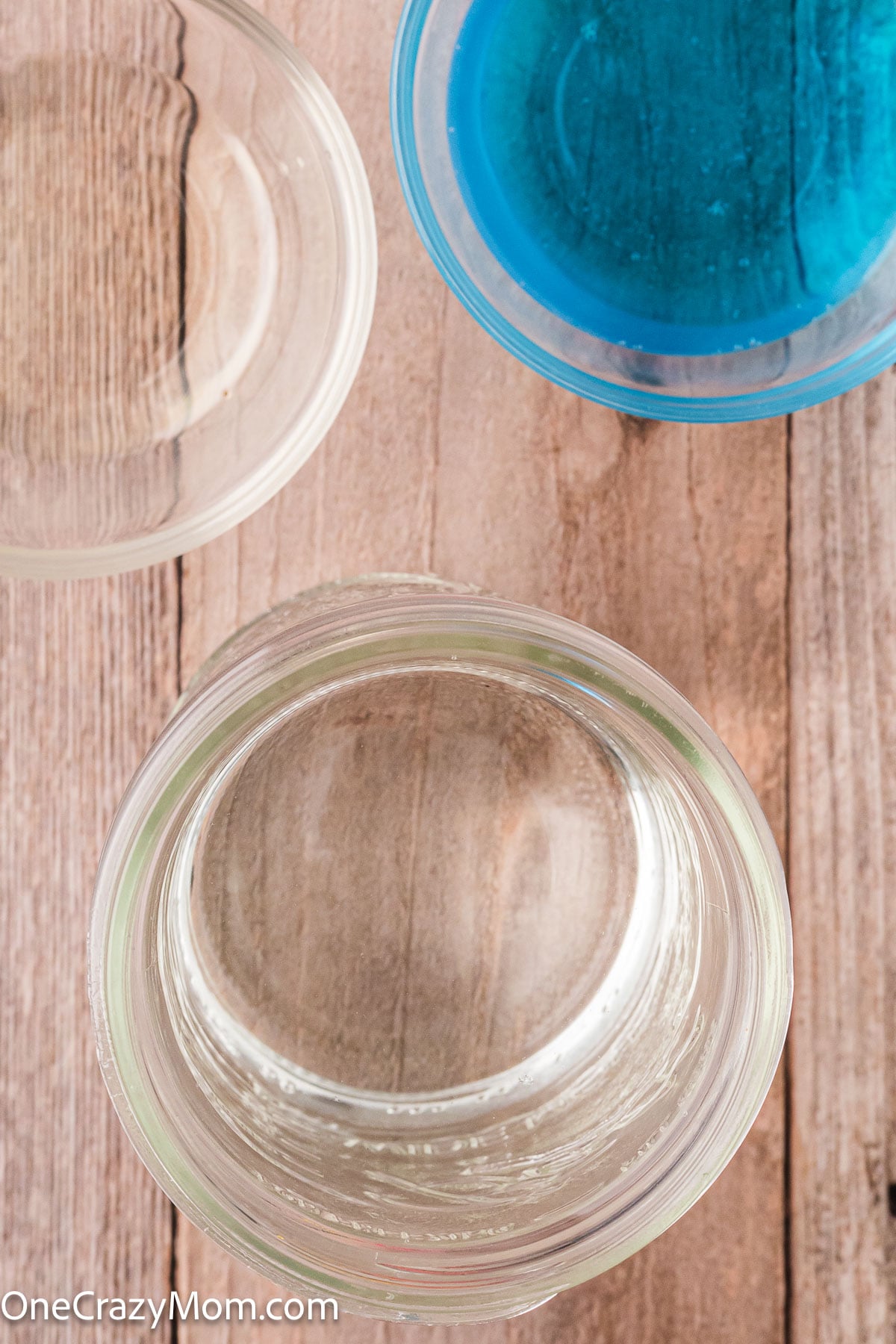 Measuring cup with water.