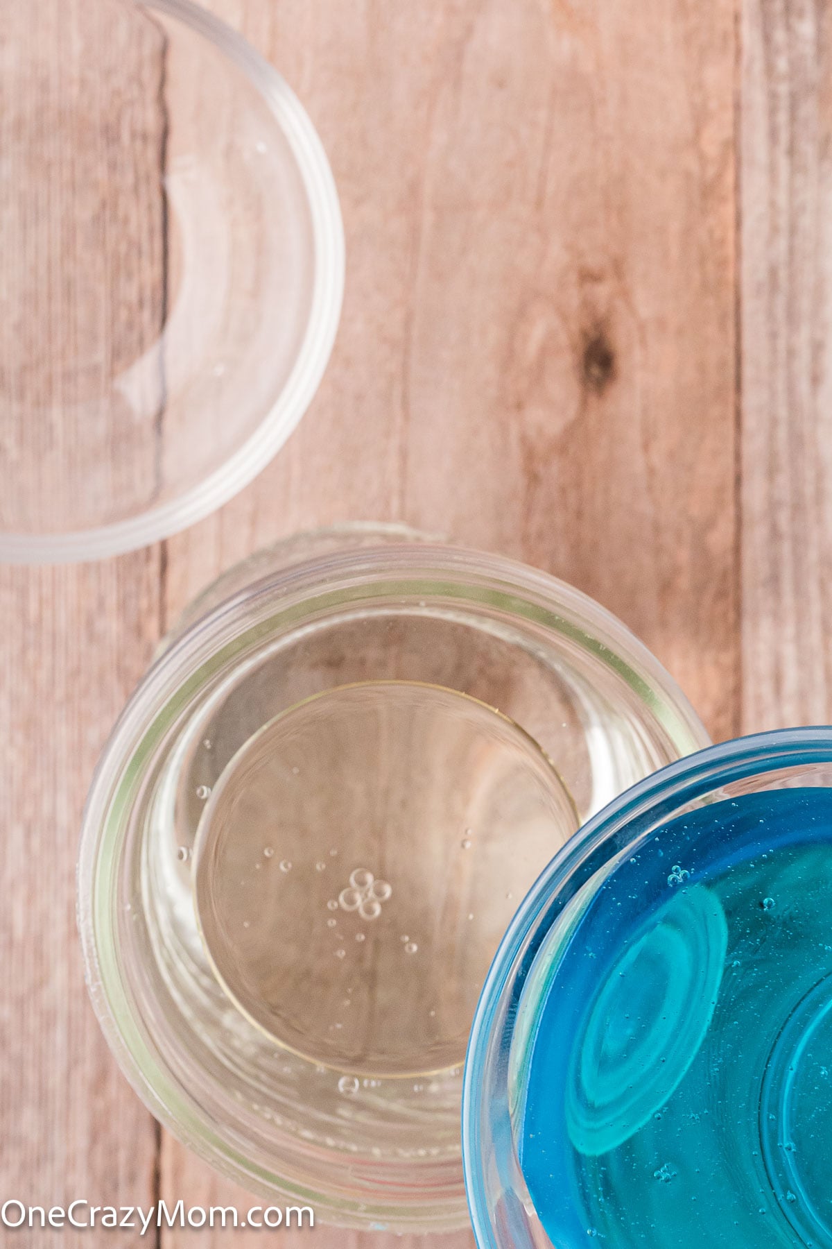 Dish Soap poured into water mixture.