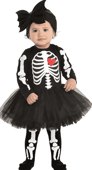 Child in baby bones costume.