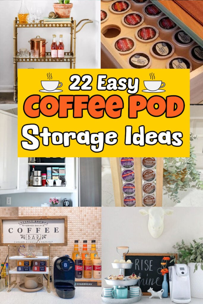 22 Coffee Pod Storage ideas to organize your counter space. From cute countertop displays to compact drawer storage solutions, these DIY ideas are perfect for Keurig K-Cups, Nespresso and other coffee pods. Try these DIY Dollar Tree and DIY Farmhouse ideas to organize your coffee pods. #onecrazymom #coffeepodstorage #coffeepodstorageideas
