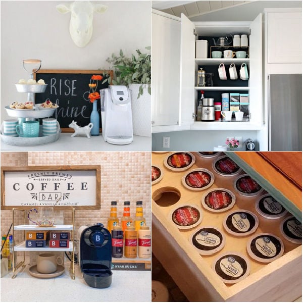 22 Coffee Pod Storage ideas to organize your counter space. From cute countertop displays to compact drawer storage ideas, these DIY ideas are perfect for Keurig K-Cups, Nespresso and other coffee pods. Try these DIY Dollar Tree and DIY Farmhouse ideas to organize your coffee pods in style. #onecrazymom #coffeepodstorage #coffeepodstorageideas
