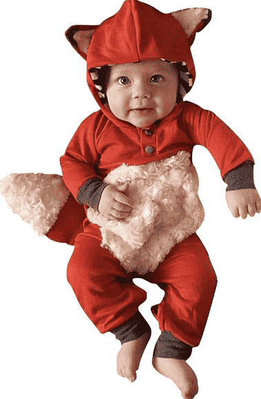 Baby in fox costume.