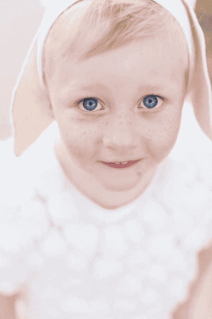 Lamb Costume on child close up.