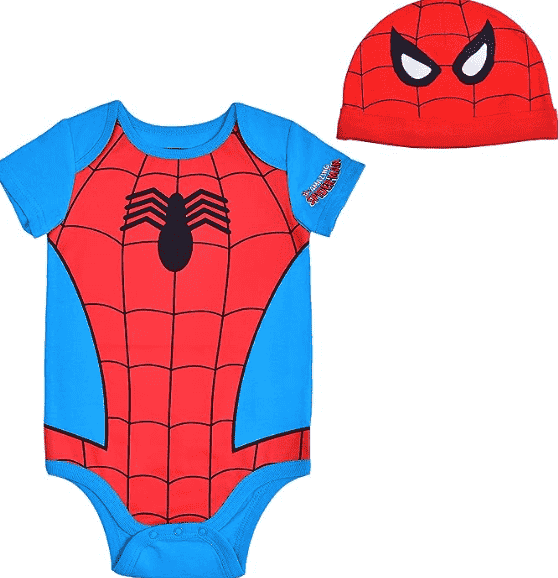 Spiderman onesie and matching hat.