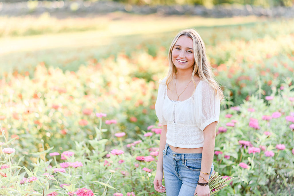 Girl in flower field.