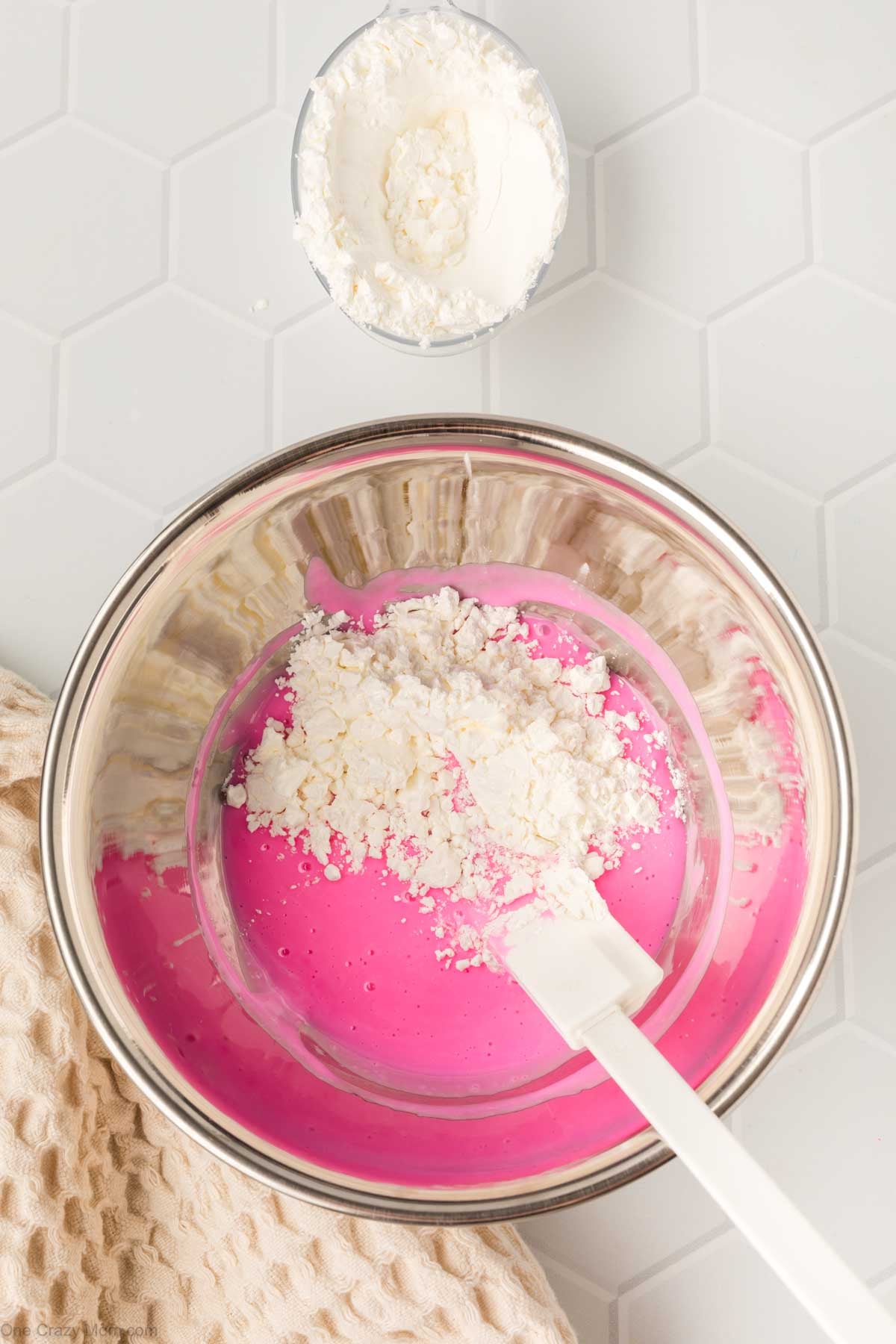 Cornstarch added to the glue mixture.