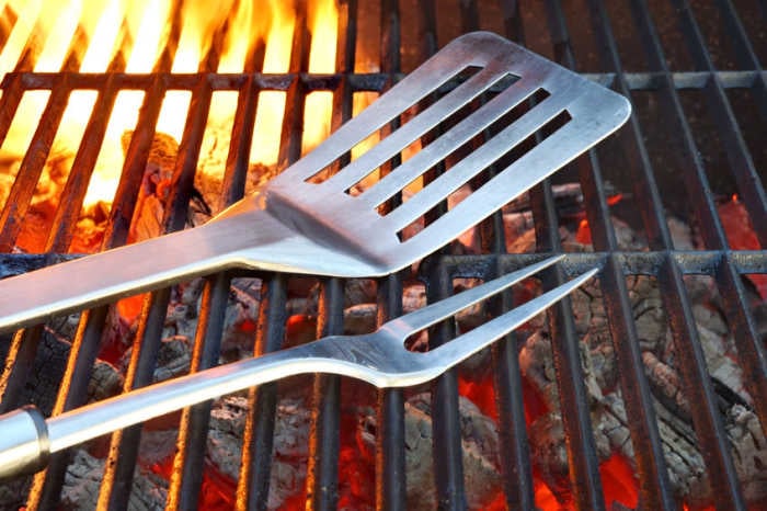 Fork and spatula on grill