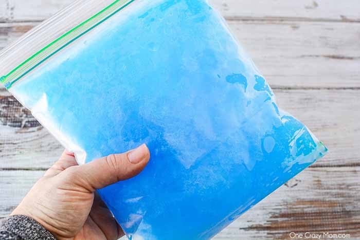 Frozen ice pack.