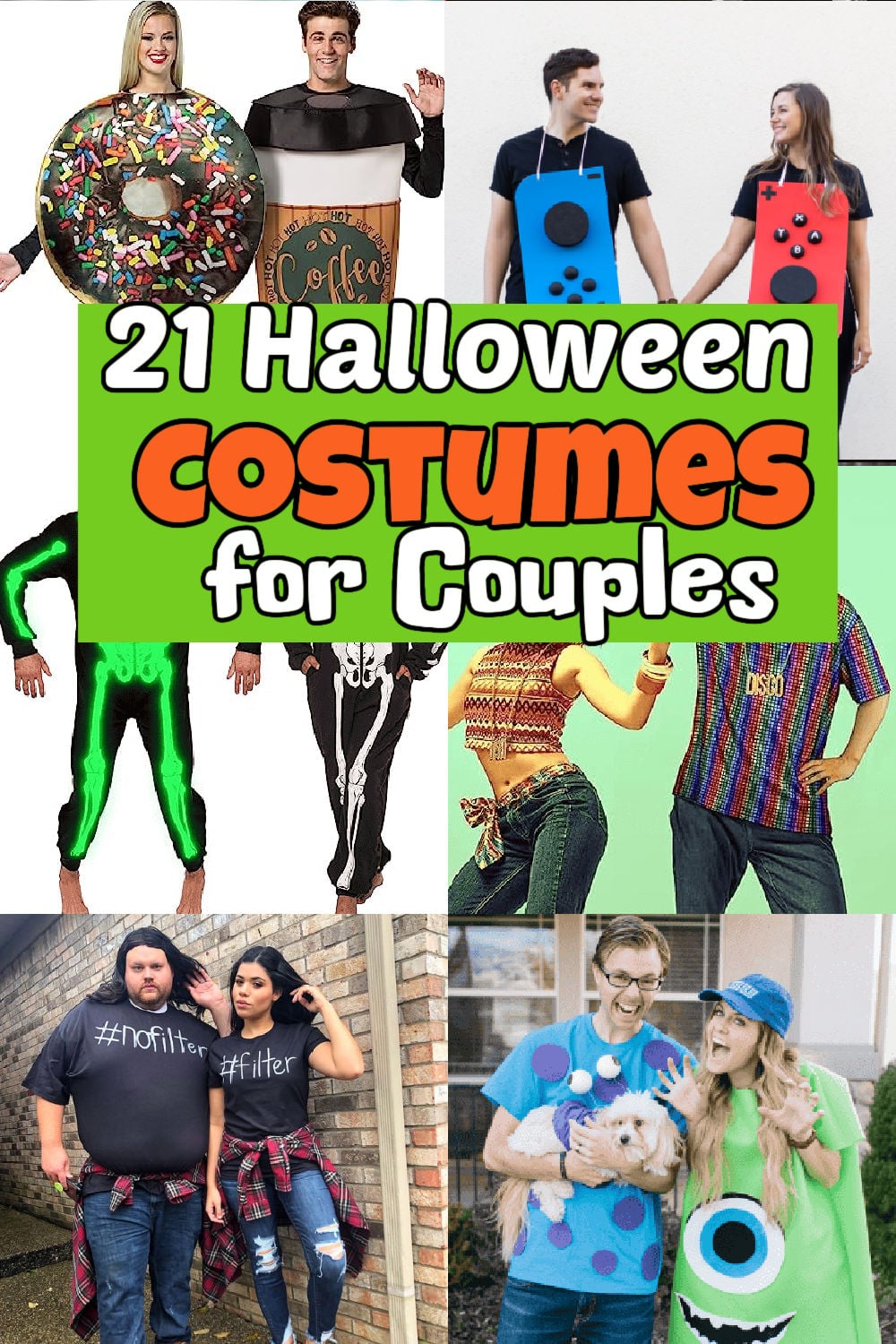 Halloween is just around the corner, and you don't want to wait to snag your costume. Don't stress over finding the best costume. We have 21 of the best Halloween Costumes for Couples. Ideas include unique costume ideas for couples that you can make or buy. These matching costumes are easy, funny and so cute. #onecrazymom #halloweencostumesforcouples # halloweencostumes