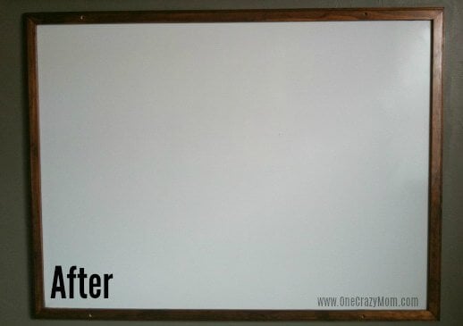 How to Clean a Dry Erase Board - 2 easy methods to easily get your dry erase board clean! You probably already have these items in your house. Once you know to clean dry erase board, it's so easy and budget friendly. Dry erase board after being cleaned.