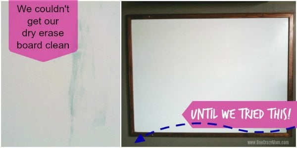 How to Clean a Dry Erase Board - 2 easy methods to easily get your dry erase board clean! You probably already have these items in your house. Once you know to clean dry erase board, it's so easy and budget friendly. Dry erase board with stains.