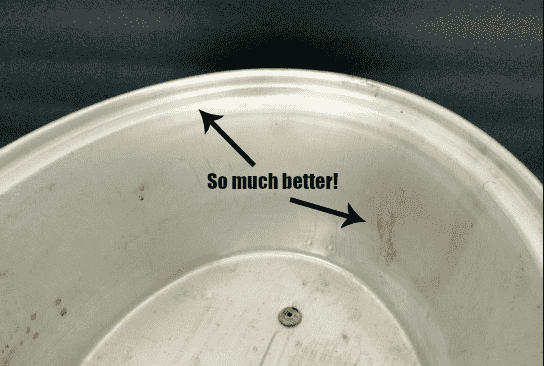 After image of crockpot with stains removed.