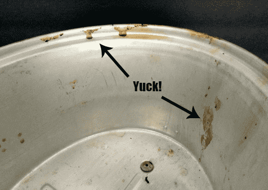 Before image of crock pot with stains.