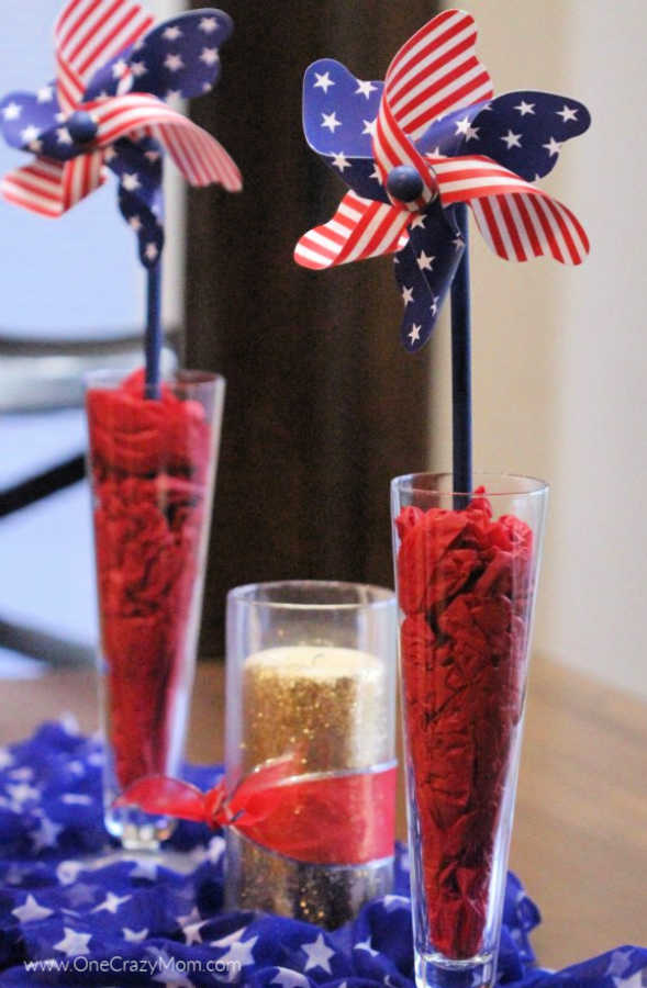 Make a patriotic 4th of July centerpiece for only $6! This adorable dollar store centerpiece will be the star of the show and so gorgeous on your table. Make a patriotic 4th of July centerpiece for only $6! This adorable dollar store centerpiece will be the star of the show and so gorgeous on your table.