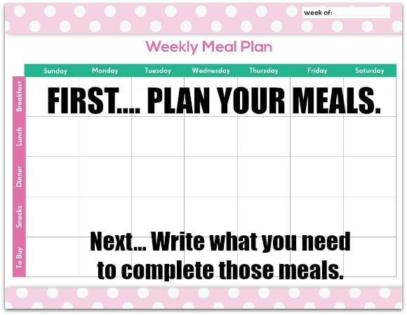 Photo of free meal planner printable.