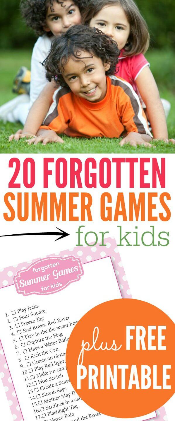 We have 20 forgotten summer games for kids that are fun. Choose from fun outdoor games for kids while others are indoor games for kids for those rainy days. We have 20 forgotten summer games for kids that are fun. Choose from fun outdoor games for kids while others are indoor games for kids for those rainy days.