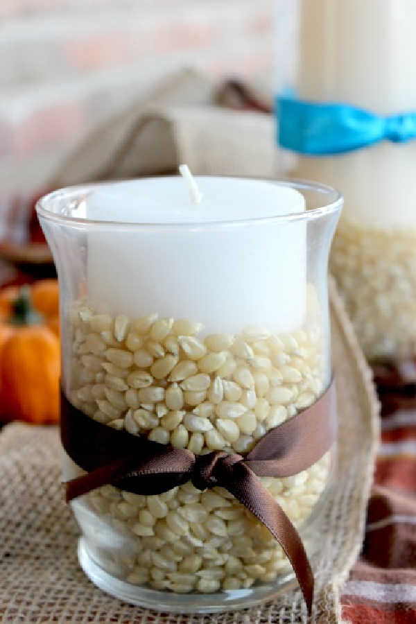 Photo of dollar store Fall candle holder DIY.