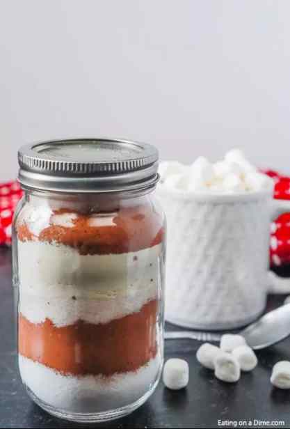 homemade hot chocolate in a jar