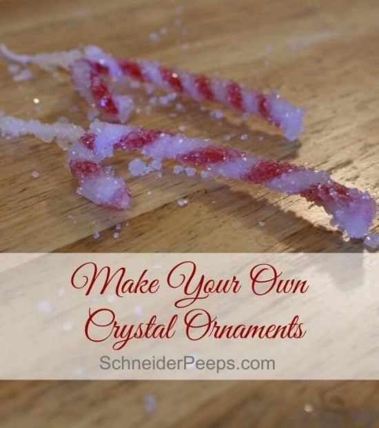 We've rounded up over 30 Easy Homemade Christmas Ornaments. These DIY ornament ideas are simple to make and many use what you already have. Try these fun DIY craft ideas! Your kids will love making these easy handmade ornaments for Christmas! #onecrazymom #christmasornaments #DIYornaments Crystal Diamonds candy cane.