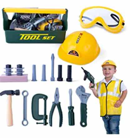 Pretend construction tool set.