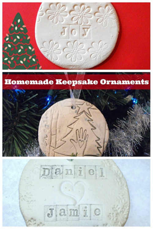 We've rounded up over 30 Easy Homemade Christmas Ornaments. These DIY ornament ideas are simple to make and many use what you already have. Try these fun DIY craft ideas! Your kids will love making these easy handmade ornaments for Christmas! #onecrazymom #christmasornaments #DIYornaments Keepsake ornament in tree.