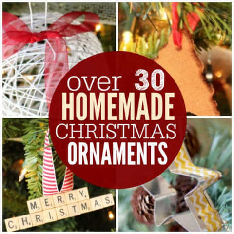 We've rounded up over 30 Easy Homemade Christmas Ornaments. These DIY ornament ideas are simple to make and many use what you already have. Try these fun DIY craft ideas! Your kids will love making these easy handmade ornaments for Christmas! #onecrazymom #christmasornaments #DIYornaments Collage of ornaments