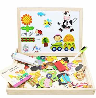 Magnetic toddler puzzle toy set.