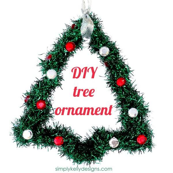 We've rounded up over 30 Easy Homemade Christmas Ornaments. These DIY ornament ideas are simple to make and many use what you already have. Try these fun DIY craft ideas! Your kids will love making these easy handmade ornaments for Christmas! #onecrazymom #christmasornaments #DIYornaments Ribbon wrap ornament.