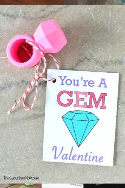 We have 25 free printable valentines day cards for kids sure to be a hit! 25 free printable valentines day cards that are easy and frugal to make at home. Gem valentine with ring attached.