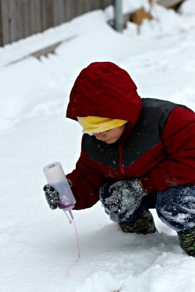 Painting in the snow.
