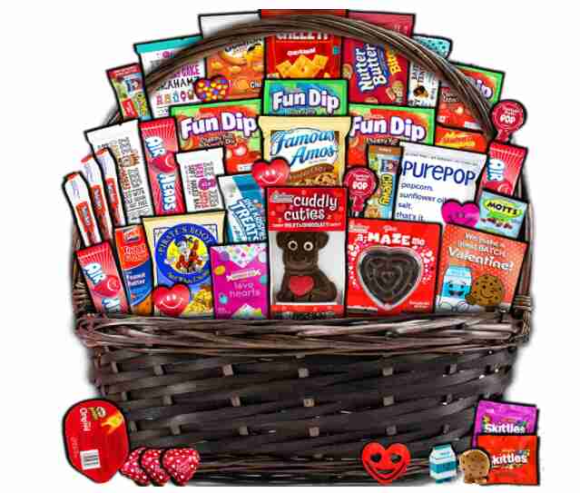 Valentine's Day snack basket.
