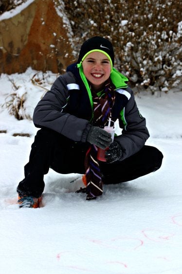 Painting in the snow.