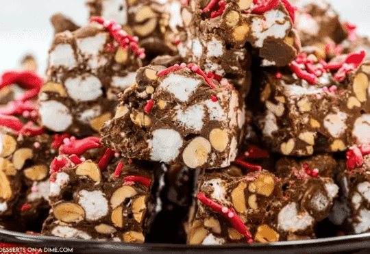 Valentine's Day rocky road candy.