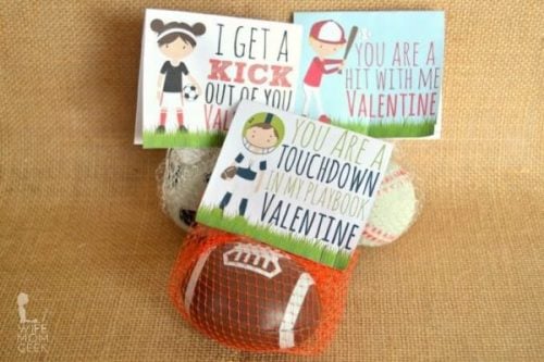 We have 25 free printable valentines day cards for kids sure to be a hit! 25 free printable valentines day cards that are easy and frugal to make at home. Sports valentine with mini sports balls.