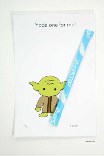 We have 25 free printable valentines day cards for kids sure to be a hit! 25 free printable valentines day cards that are easy and frugal to make at home. Star Wars valentine with pixie stick attached.
