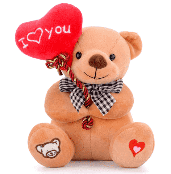 I love you stuffed bear with heart.