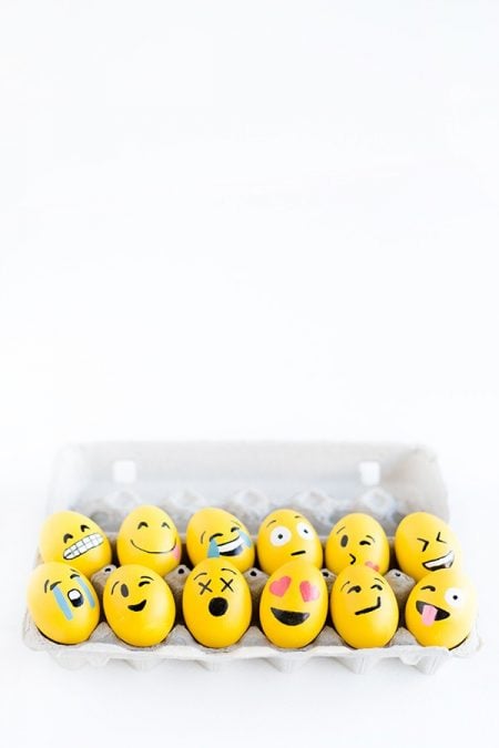 We have 25 Easter egg decorating ideas that are so easy and the kids will love. Gather the family together and make lots of sweet memories with these ideas. Emoji eggs in carton.