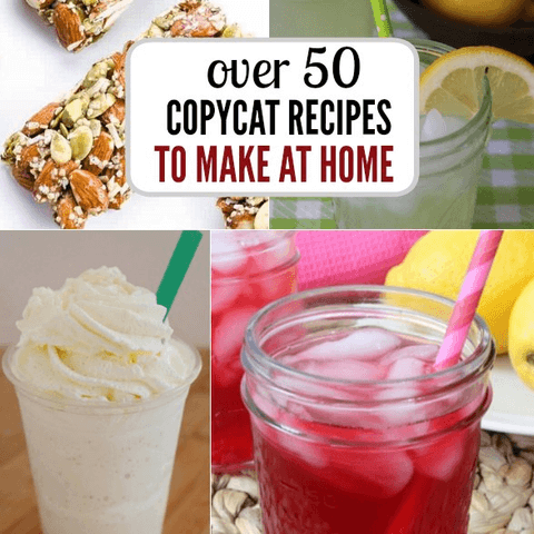 Here are over 50 quick and easy copycat recipes you will love. Try one of the best Copycat Restaurant recipes to make at home. Plus, save money! These are so delicious! Collage of copycat recipes.