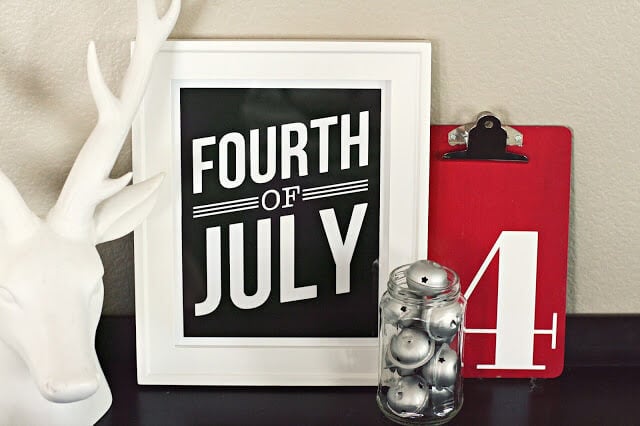 Use one of these free 4th of july printables to decorate your home for less. These patriotic 4th of July printables are easy to print for your home. Grab an inexpensive frame for fourth of july printables and you are set! Word art framed for the 4th.