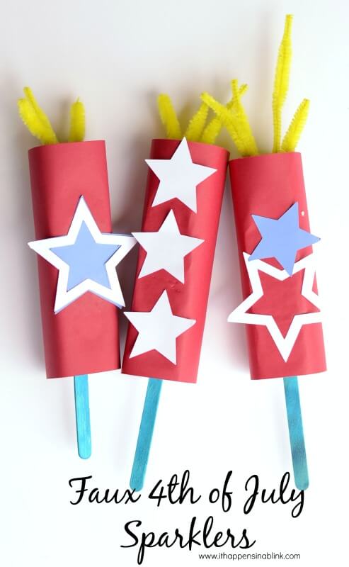 Check out these Fourth of July Crafts. You can make any celebration patriotic with these 4th of July Crafts for your home. DIY faux sparklers for kids.