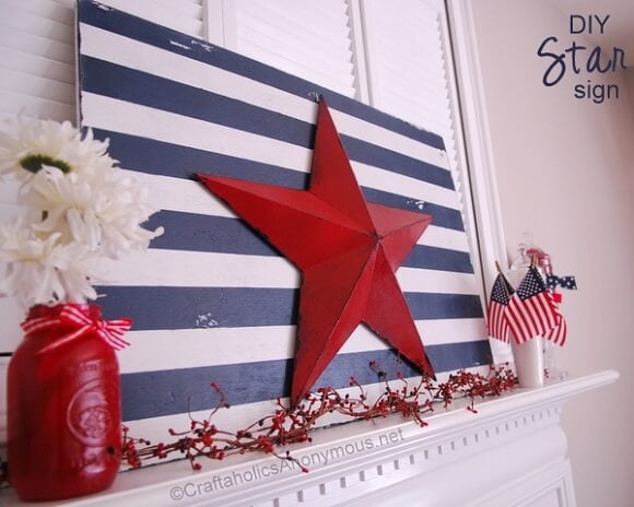 Check out these Fourth of July Crafts. You can make any celebration patriotic with these 4th of July Crafts for your home. Stars and stripes sign.