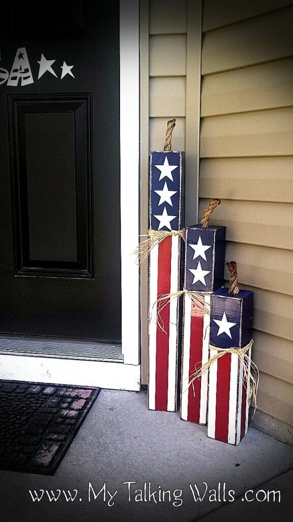 Take a look at these easy 4th of July Front Porch Ideas. Your house will be so festive with these 4th of July front porch decorating ideas. Patriotic front porch ideas for the 4th are simple and easy. Try these 4th of July decorations for the front porch. 12 Easy patriotic decorations for the porch you will love. DIY Wooden Firecrackers