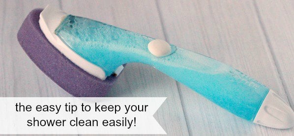 Try out the Best homemade shower cleaner. It is the Best diy Shower Cleaner with only 2 ingredients. Plus it also is the best Bathtub Cleaner! Scrub brush with cleaner.